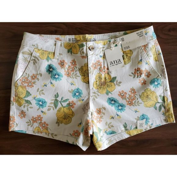 NWT Womens Size 10 A.N.A TWILL SHORT SPRING FLORAL 3.5 Inseam - Picture 1 of 4